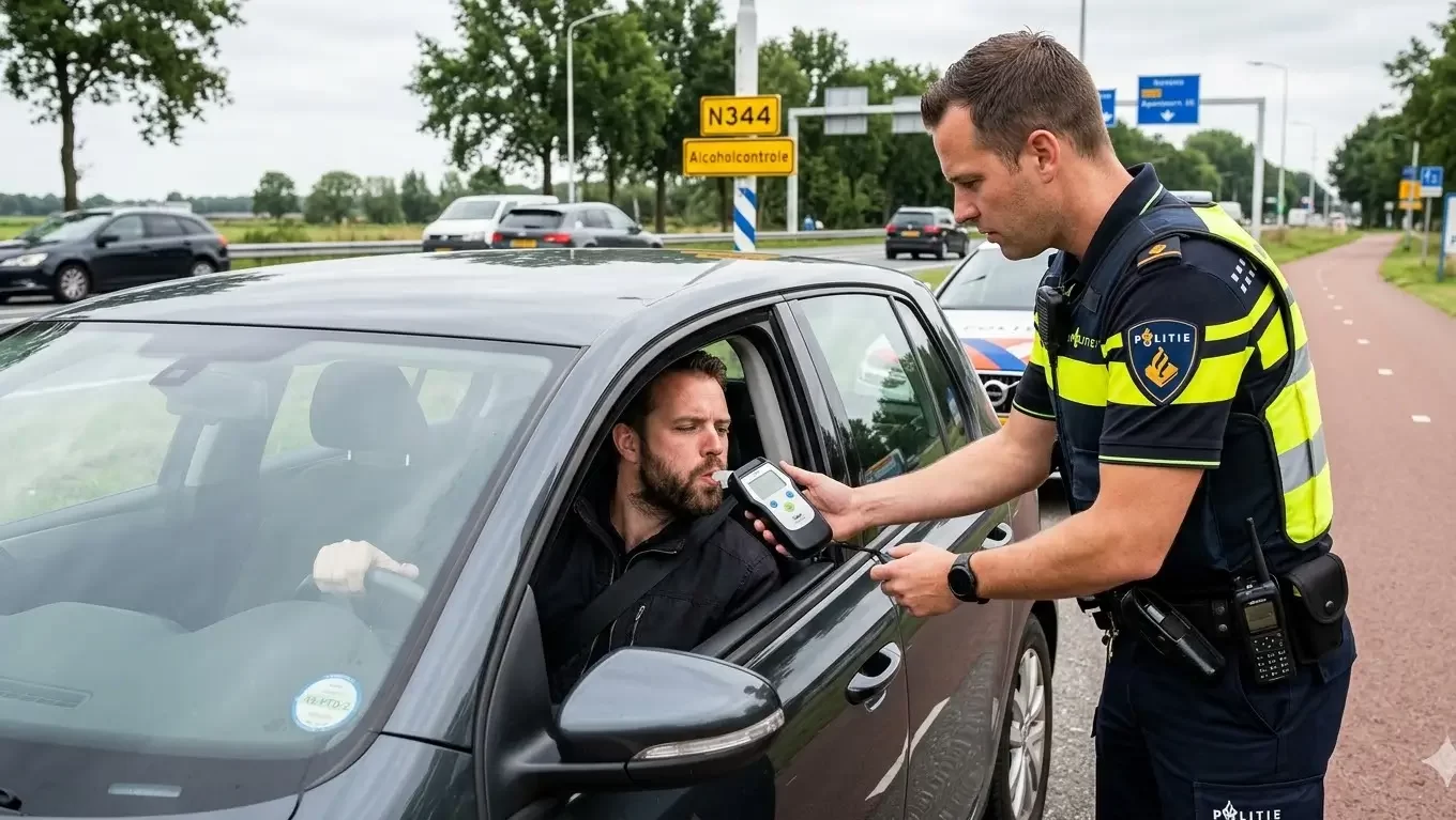 Alcoholcontrole langs de weg door de politie